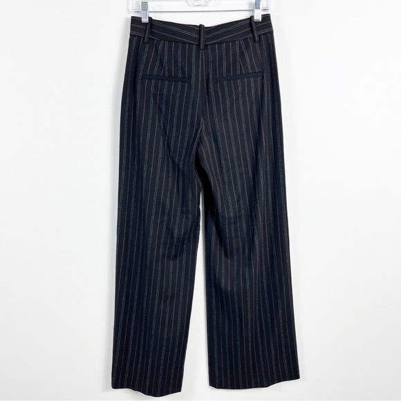 Vince Black Flannel Wool Blend Striped Wide Leg Trouser Pant Size 2 NWT Multi - Picture 5 of 6